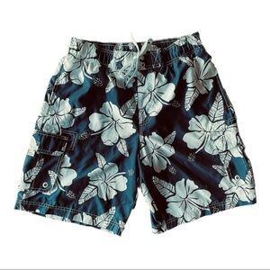 OP Ocean Pacific Men’s Navy and White Swim Trunks